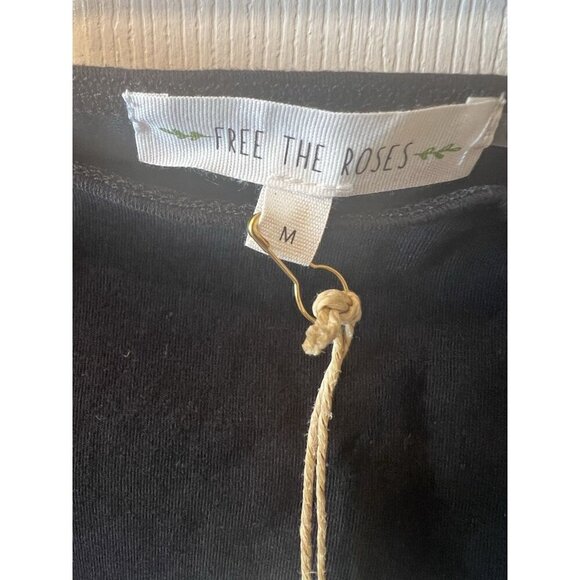 Free The Roses Black Flowy Sleeves Top Off The Shoulders Size Medium 100% Cotton - Picture 3 of 7